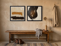 Bands & Monolith — Set of 2 Original Oils, Chocolate & Cream — original hand-painted oil shown on the wall in a styled room