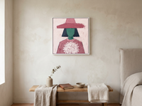 Lady with a Bouquet Wall Art — Original Palette-Knife Oil, Rose & Emerald — original hand-painted oil shown on the wall in a styled room