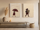 Woman with Umbrella & Woman with Bouquet — Set of 2 Original Oils, Wine & Oat