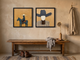 Rider & Cowboy — Set of 2 Original Oils, Golden Ochre & Slate Blue