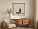Dog Walker Wall Art — Original Palette-Knife Oil, Olive & Oxblood