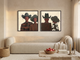 Cowboy & Cowgirl, Front & Back — Set of 2 Original Oils, Olive & Oxblood