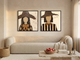 Two Women in Floppy Hats — Set of 2 Original Oils, Chocolate & Gold