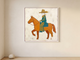 Cowboy on Horseback Wall Art — Original Palette-Knife Oil, Orange & Teal