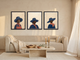 Three Women in Hats Triptych — 3 Original Oils, Indigo & Coral