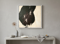Dark Monolith Abstract Wall Art — Original Palette-Knife Oil, Charcoal & Oxblood — original hand-painted oil shown on the wall in a styled room