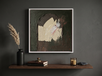 Arched Niche Abstract Wall Art — Original Palette-Knife Oil, Charcoal & Oxblood — original hand-painted oil shown on the wall in a styled room