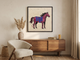 Standing Horse Wall Art — Original Palette-Knife Oil, Magenta & Cobalt