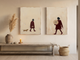 Man with Dog & Woman with Bouquet — Set of 2 Original Oils, Wine & Oat