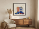 Cowboy Boots Wall Art — Original Palette-Knife Oil, Cobalt & Red