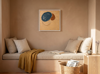 Organic Forms Abstract Wall Art — Original Palette-Knife Oil, Navy & Ochre — original hand-painted oil shown on the wall in a styled room
