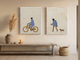 Cyclist & Newspaper Man — Set of 2 Original Oils, Periwinkle & Oat
