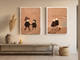 Couple Holding Hands & Couple at Dusk — Set of 2 Original Oils, Espresso & Terracotta