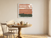 Horizontal Bands Abstract Wall Art — Original Palette-Knife Oil, Terracotta & Sage — original hand-painted oil shown on the wall in a styled room