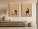 Man with Dog & Woman with Bouquet — Set of 2 Original Oils, Moss & Clay