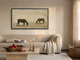 Two Grazing Horses Wide Wall Art — Original Palette-Knife Oil, Olive & Cream