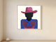 Cowboy in a Checked Shirt Wall Art — Original Palette-Knife Oil, Magenta & Cobalt