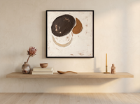 Organic Forms Abstract Wall Art — Original Palette-Knife Oil, Chocolate & Cream — original hand-painted oil shown on the wall in a styled room