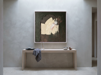 Arched Niche Abstract Wall Art — Original Palette-Knife Oil, Charcoal & Oxblood — original hand-painted oil shown on the wall in a styled room
