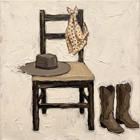 Oil painting of a dark chocolate-brown horse in profile with a rust diamond-patterned saddle blanket and pale tan mane and tail, on a cream ground.