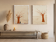 Mirrored Bare Trees — Set of 2 Original Oils, Rust on Cream