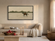 Lone Rider and Mountain Ridge Wide Wall Art — Original Palette-Knife Oil, Olive & Oat