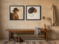 Arch & Organic Forms — Set of 2 Original Oils, Chocolate & Cream — original hand-painted oil shown on the wall in a styled room