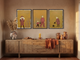 Quiet Tending Triptych — 3 Original Oils, Clay-Rose & Mustard