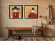 Cowboy Pair, Front & Back — Set of 2 Original Oils, Vermilion & Navy