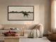 Lone Rider and Mountain Ridge Wide Wall Art — Original Palette-Knife Oil, Dark Olive & Oxblood