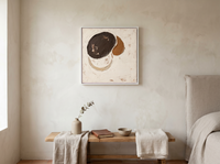 Organic Forms Abstract Wall Art — Original Palette-Knife Oil, Chocolate & Cream — original hand-painted oil shown on the wall in a styled room