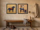 Horse & Cowboy Gear — Set of 2 Original Oils, Navy & Vermilion