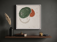 Organic Forms Abstract Wall Art — Original Palette-Knife Oil, Sage & Terracotta — original hand-painted oil shown on the wall in a styled room