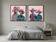 Women in Hats, Two Pairs — Set of 2 Original Oils, Blush & Emerald