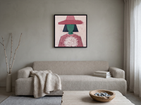 Lady with a Bouquet Wall Art — Original Palette-Knife Oil, Rose & Emerald — original hand-painted oil shown on the wall in a styled room