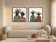 Women in Hats, Two Pairs — Set of 2 Original Oils, Sage & Terracotta