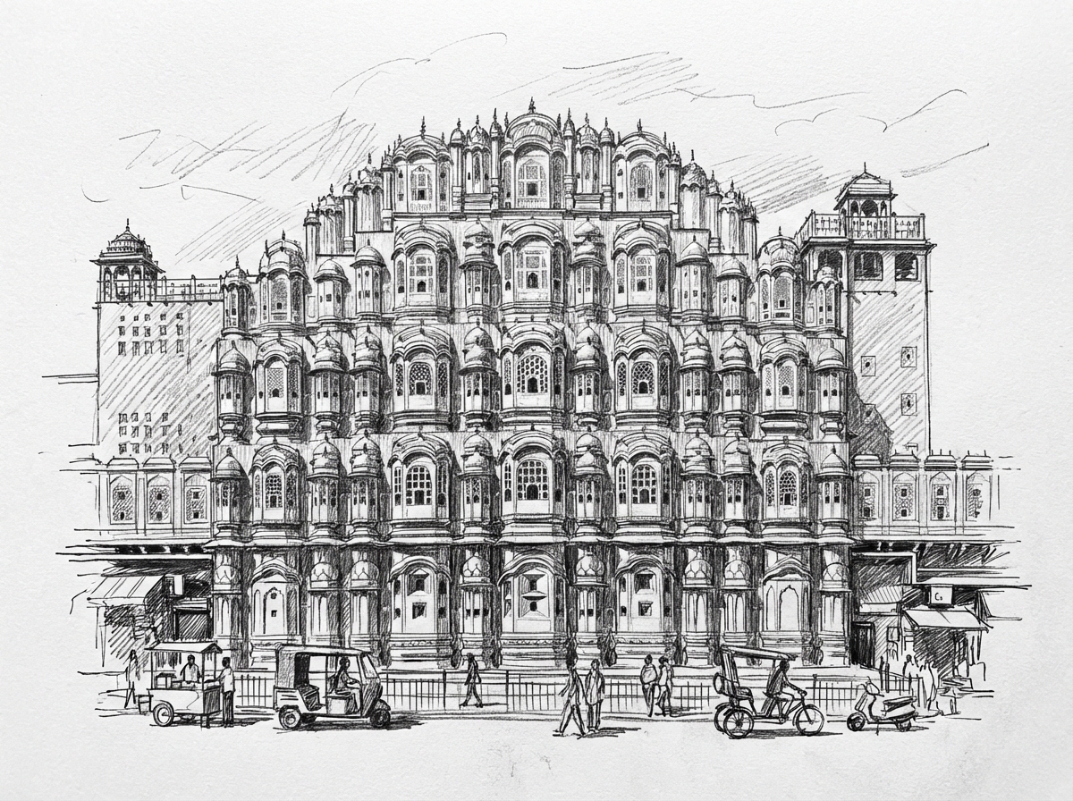 Trayambakeshwar Shukla — Architectural Sketches & Cultural Illustration
